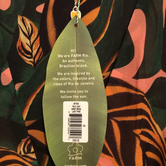 SOLD Farm Rio Pale Leaf Wrap Dress - Picture 9 of 11